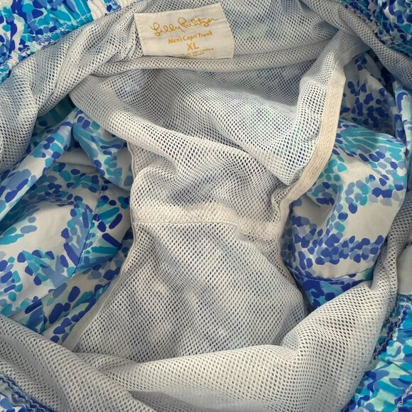 Lilly Pulitzer Swim Trunks Mens XL Turquoise Oasis Shell Me You Love Me SW-2104 - Picture 7 of 10